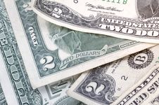 Two Dollar Bills - Horizontal Royalty Free Stock Images Two Dollar Bills - Horizontal Royalty Free Stock Images