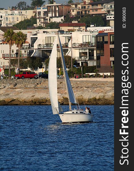 Sailboat reaching into the wind