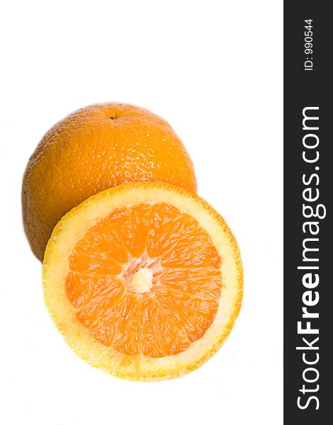 Two oranges against white background