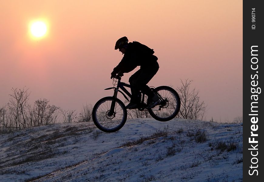 Mountain biker - snowrider. Mountain biker - snowrider