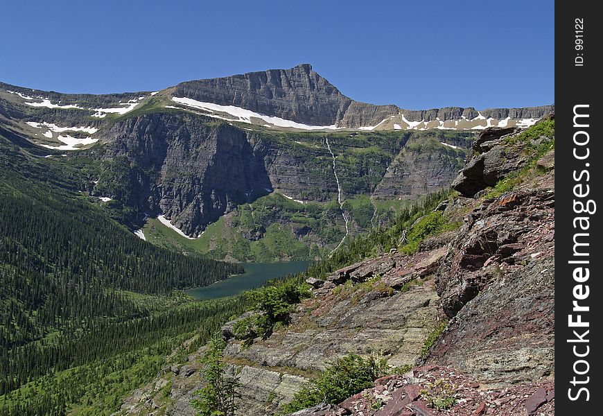 This image was taken looking from Triple Divide Pass trail during a hike in Glacier National Park. This image was taken looking from Triple Divide Pass trail during a hike in Glacier National Park.