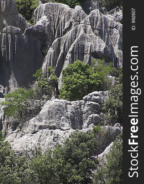 Unusual mountains carved by weather