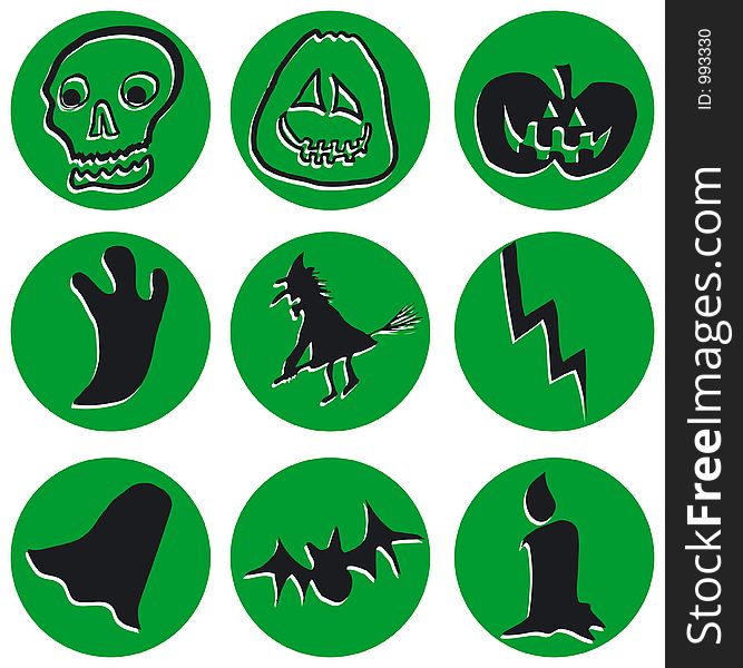 Set of nine different halloween icons - additional ai and eps format available on request