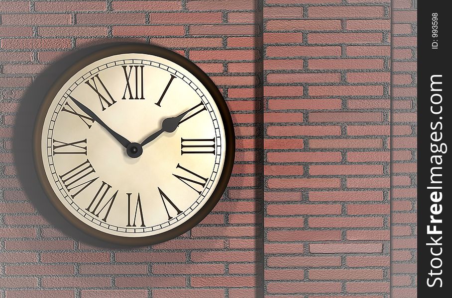 Clock on wall - 3d render