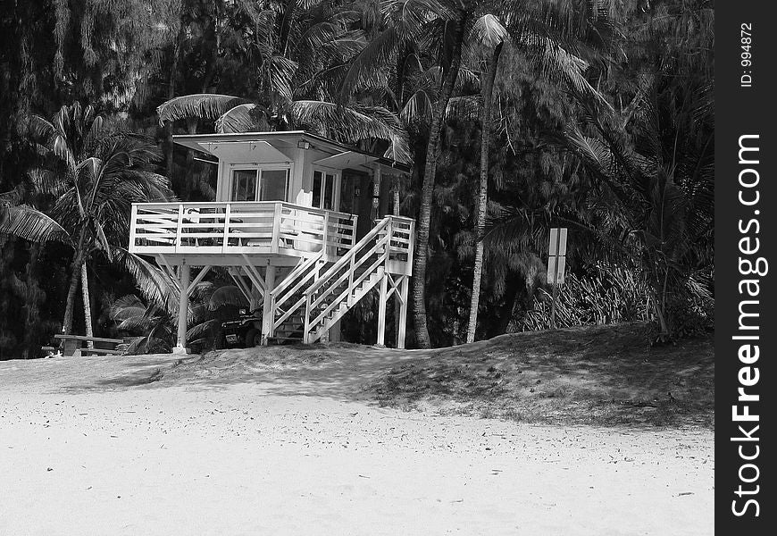 Empty lifeguard stand