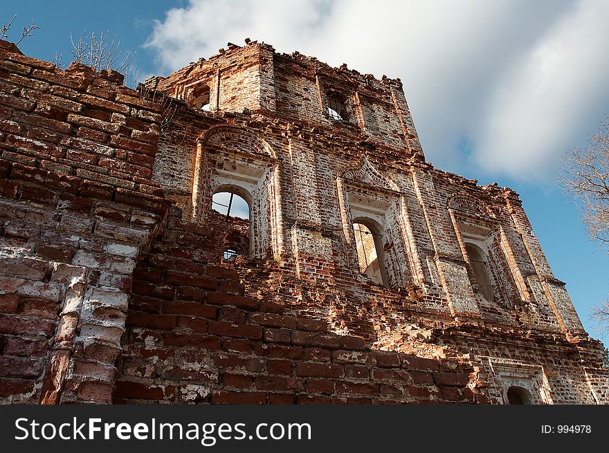 Ruins of old monastery, Pinega river, Russia