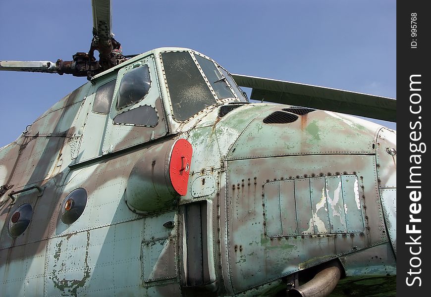 Soviet demobilized troop and assault transport helicopter Mi-4 exhibited at aircraft museum. Soviet demobilized troop and assault transport helicopter Mi-4 exhibited at aircraft museum