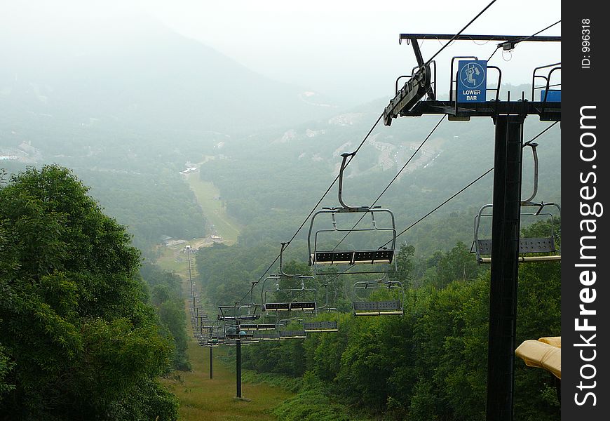 Empty Chair Lift In Summer