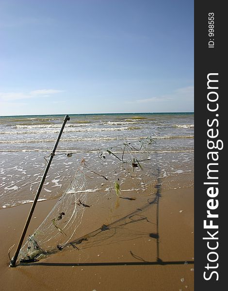 Fish net on beach