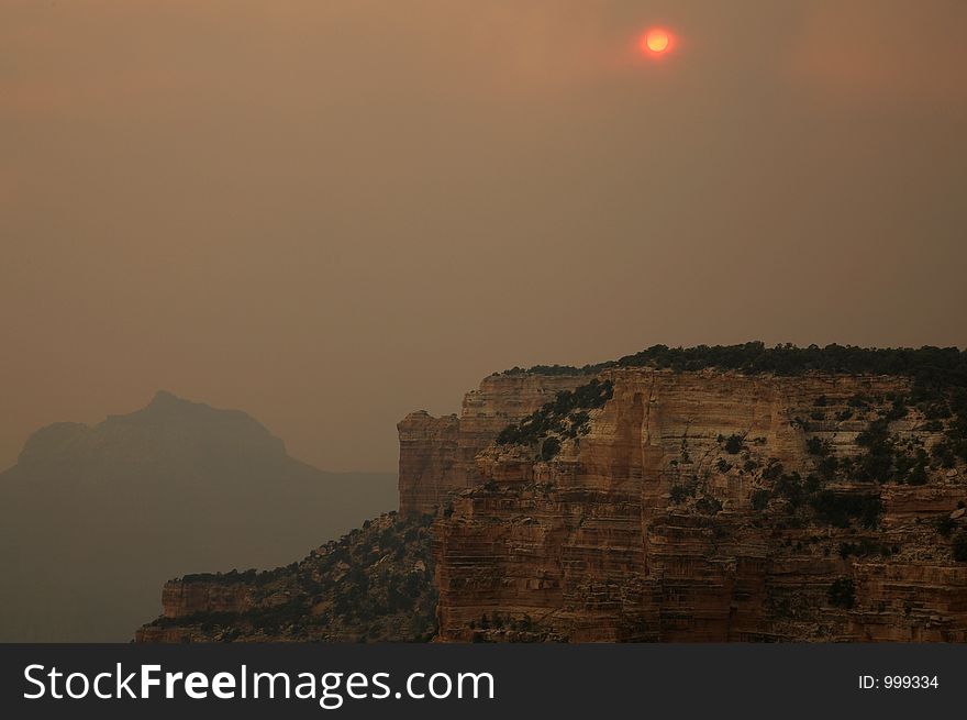 Smoked Filled Grand Canyon National Park – Forest Fire. Smoked Filled Grand Canyon National Park – Forest Fire