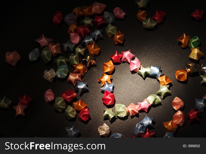 Origami stars in a heart