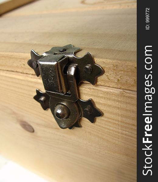 Metal lock of the wooden box