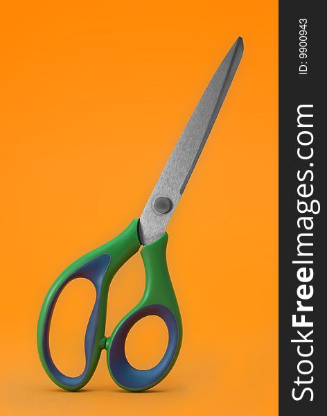Scissors isolated on orange background. Scissors isolated on orange background