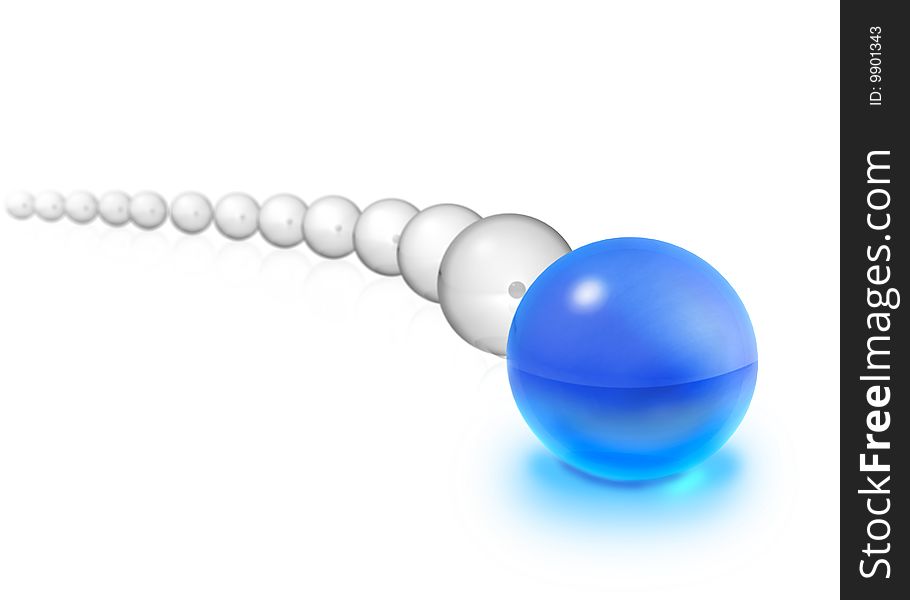 Isolated balls with leading blue ball