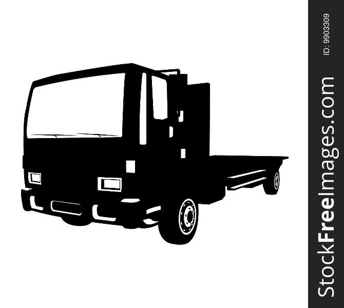 Brown non-gradiented truck, vector illustration