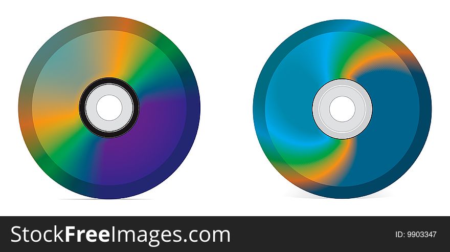 Vector realistic pictures of CD and DVD. Vector realistic pictures of CD and DVD