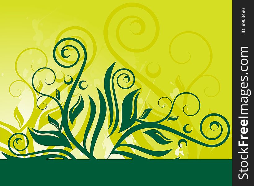 Green floral background with place for your text