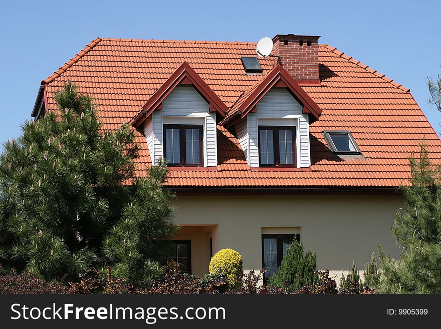Red roof, new technology, central europe style. Red roof, new technology, central europe style
