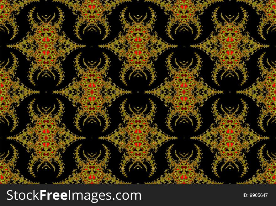 Varicoloured fractal pattern.Abstract symmetric background.Raster illustration. Varicoloured fractal pattern.Abstract symmetric background.Raster illustration.