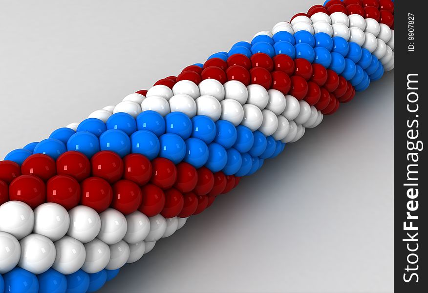 3d model air balls colour of the flag to Russia. 3d model air balls colour of the flag to Russia