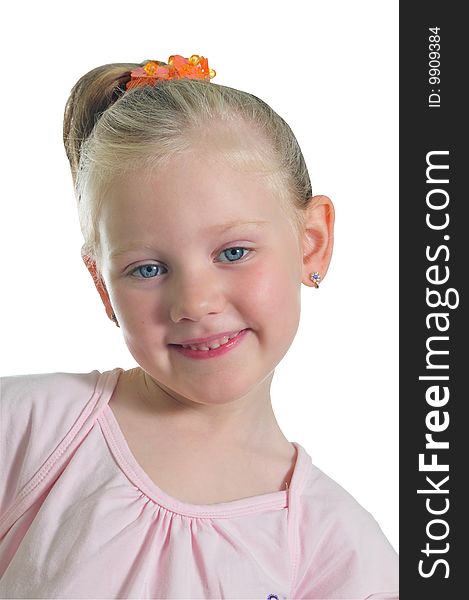 Portrait of the smiling girl isolated over white background. Portrait of the smiling girl isolated over white background