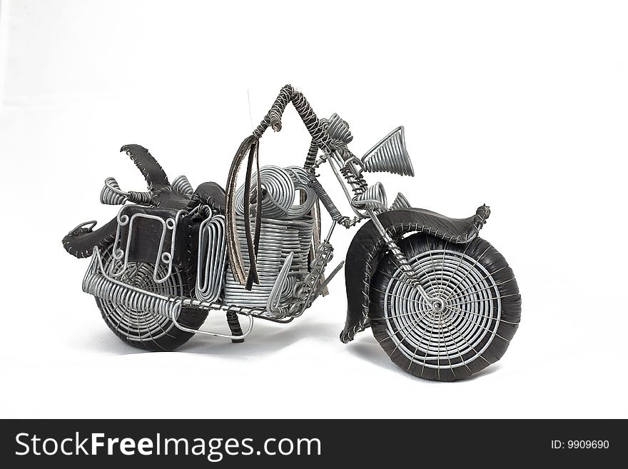 Wire frame easy rider chopper hand crafted on white background. Wire frame easy rider chopper hand crafted on white background