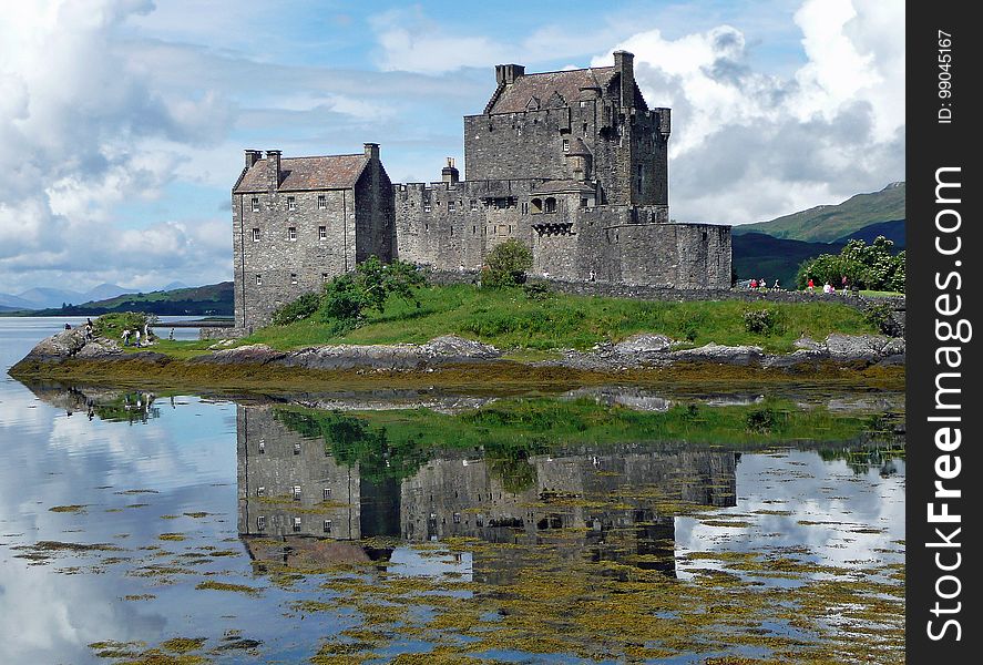 Reflection, Castle, Sky, Highland