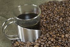 Fresh Cup Of Coffee And Beans Stock Images Fresh Cup Of Coffee And Beans Stock Images