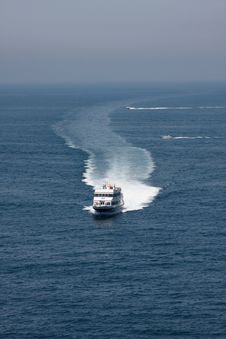 Boat Leaving Sea-foam Trace Stock Photo Boat Leaving Sea-foam Trace Stock Photo