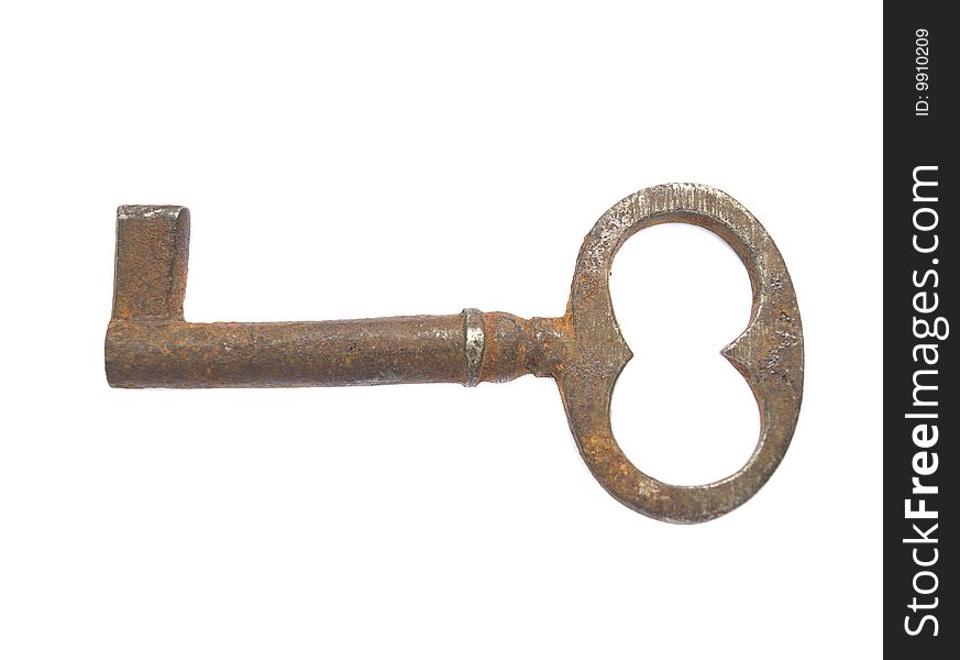 Old key isolated on white