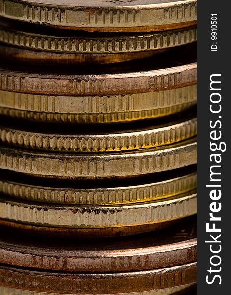Stack of coins close up - background. Stack of coins close up - background