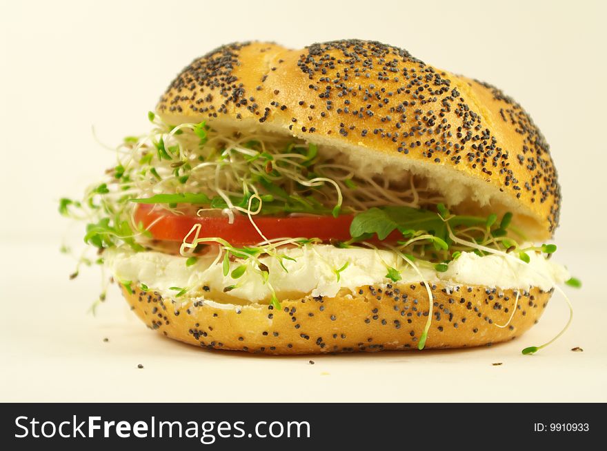 Tasty poppy seed bun with fromage.