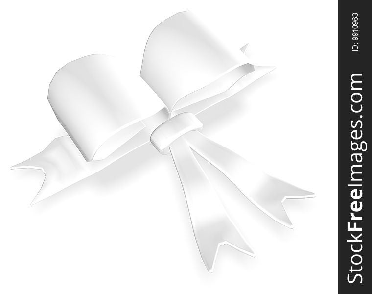 3d model of a white bow knot on a white background.