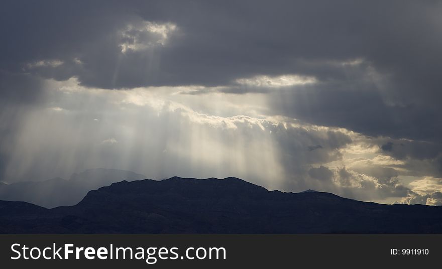 Sunlit Desert Mountain