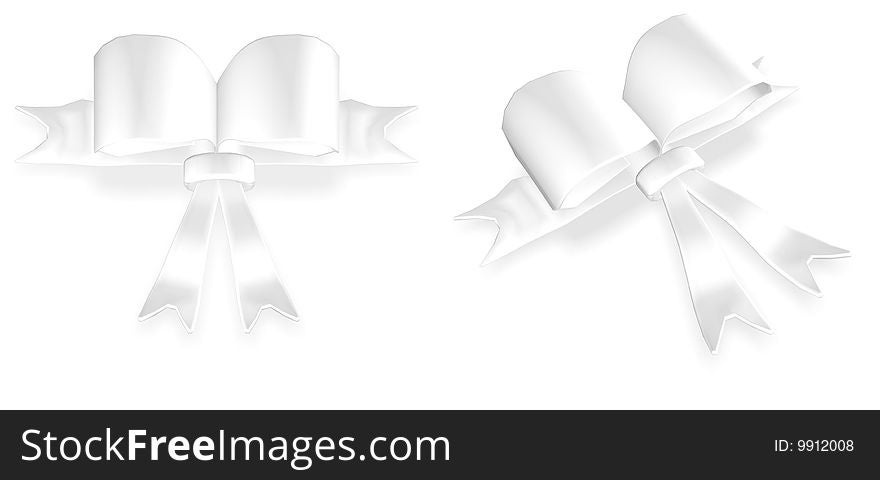 3d model of a white bow knot on a white background.