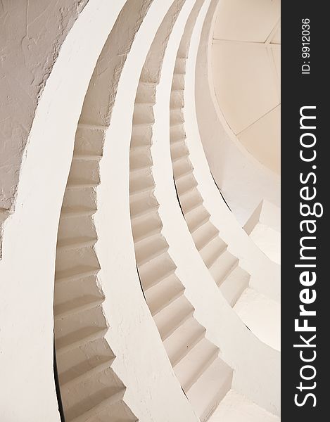 Spiral Staircase inside a tower looking up