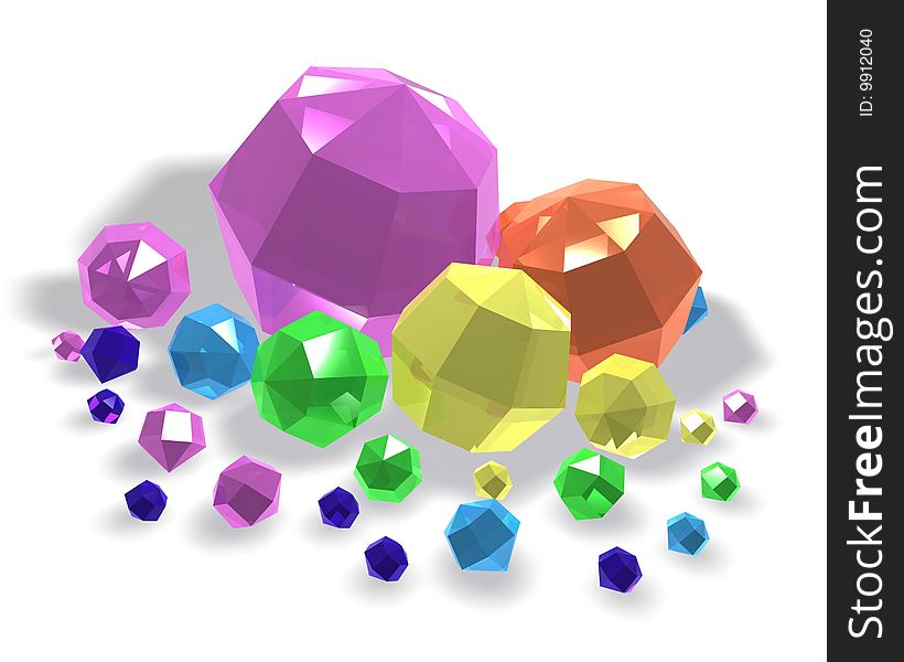 Gems isolation on a white background. 3d model. Gems isolation on a white background. 3d model.