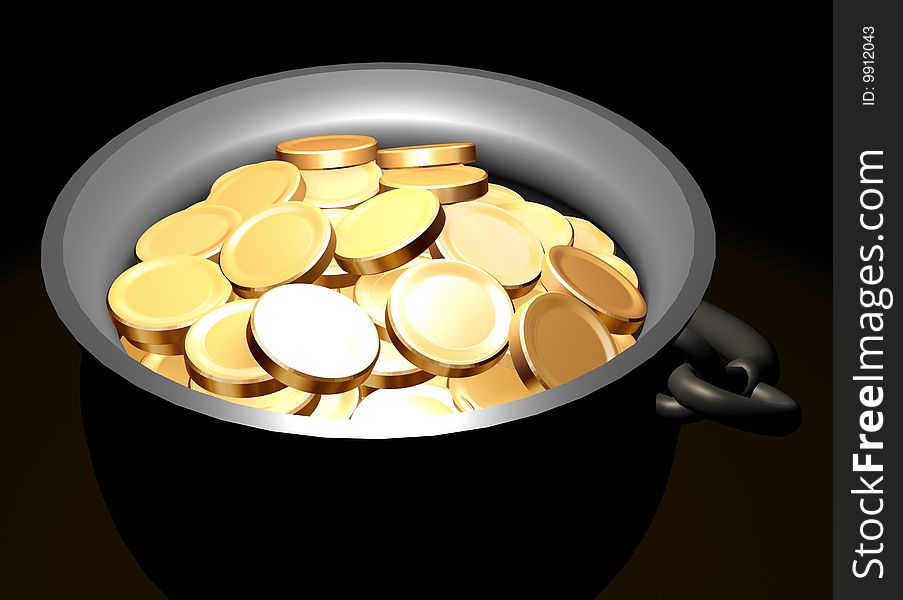 Pot of gold coins isolate on a white background. Pot of gold coins isolate on a white background.