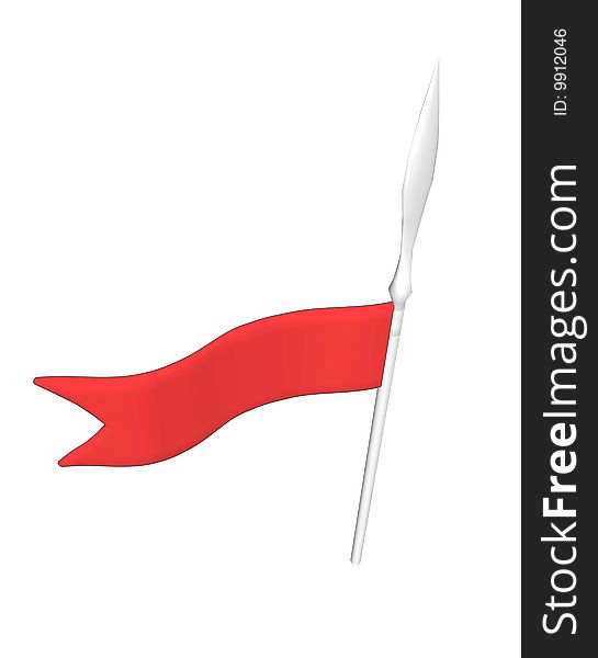Red flag isolate on a white background. 3d model.