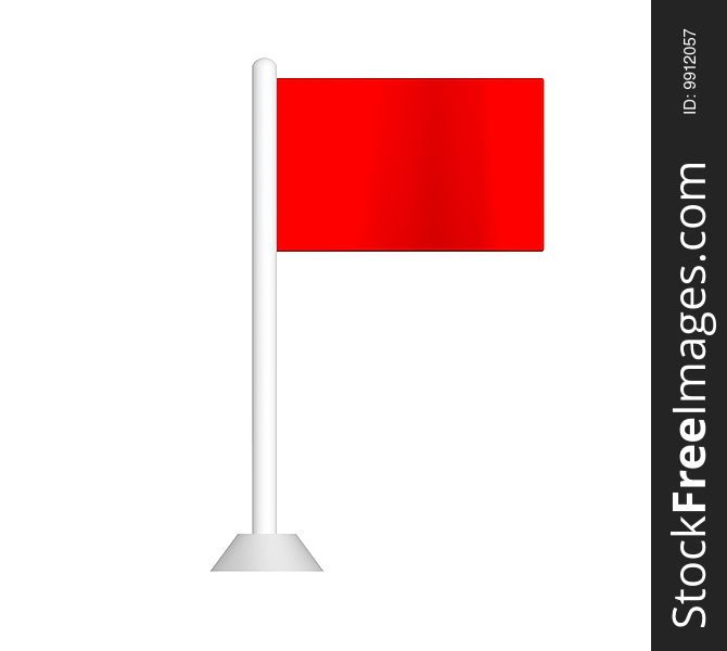 Red flag isolate on a white background. 3d model.