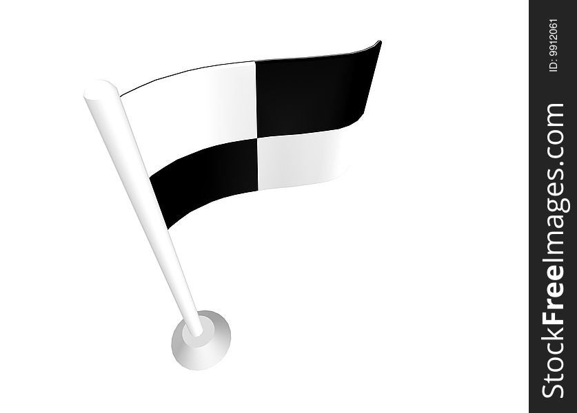 Black white flag of isolation on a white background. 3d model. Black white flag of isolation on a white background. 3d model.