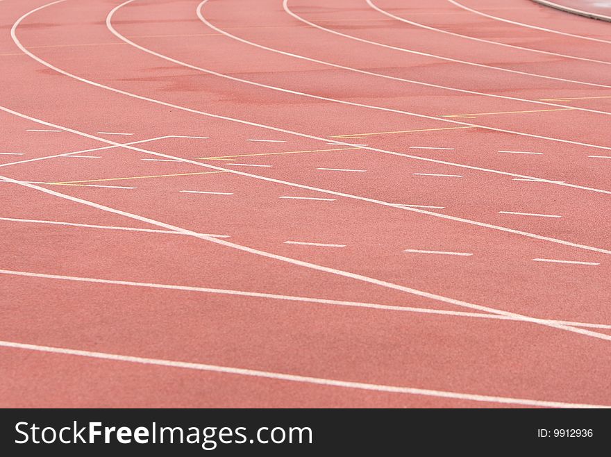 Running track in a stadium