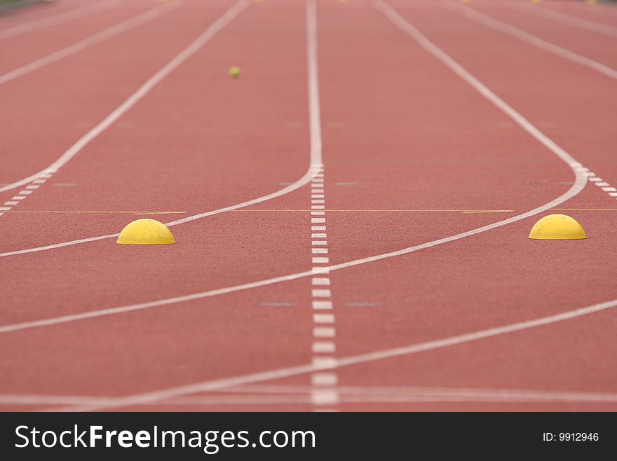 Running track in a stadium