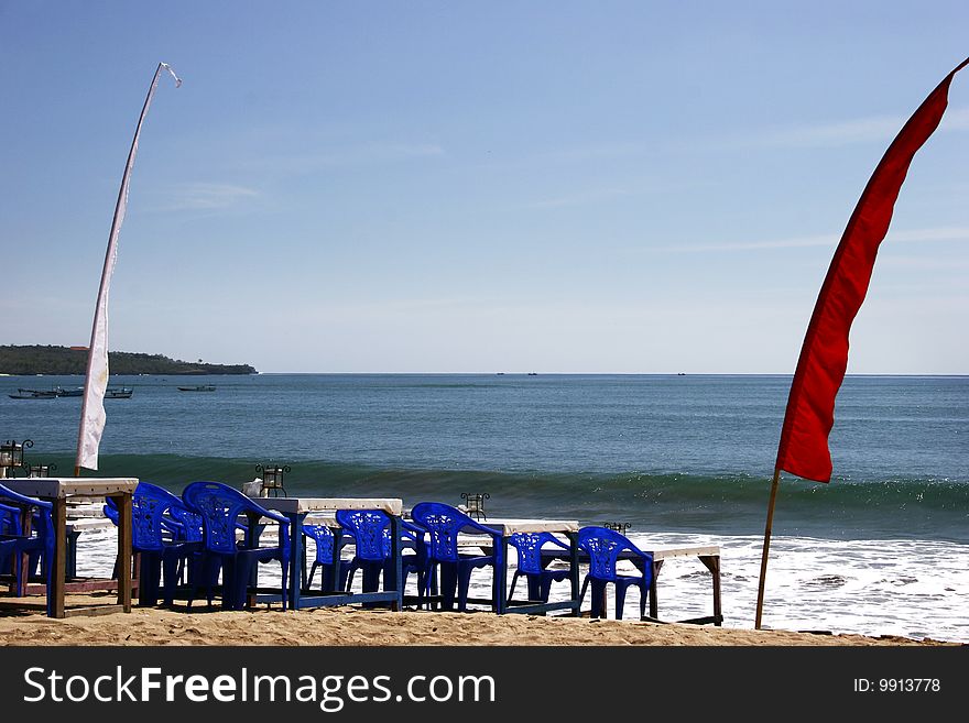 Arrangement of tables of restaurant by the seaside. Arrangement of tables of restaurant by the seaside