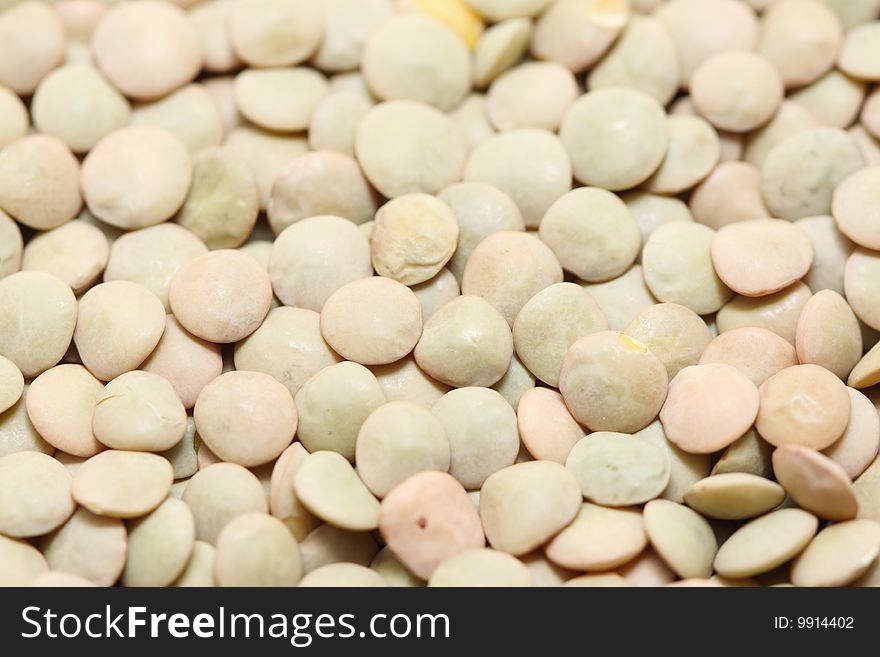 A macro shot of green lentils.