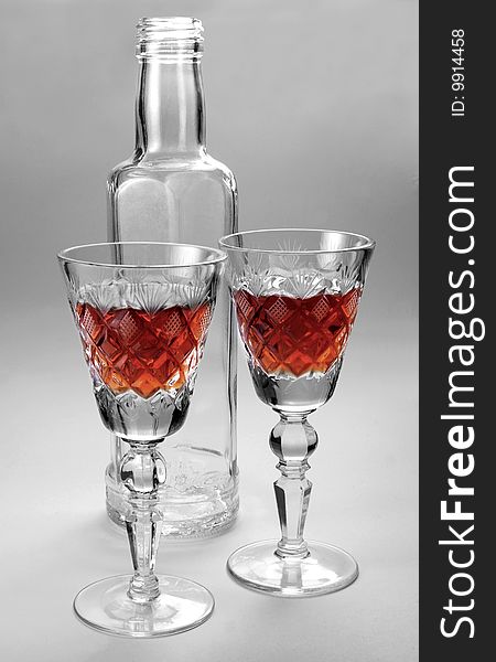 Photo of crystal wine glasses. The image on the wedding. Photo of crystal wine glasses. The image on the wedding