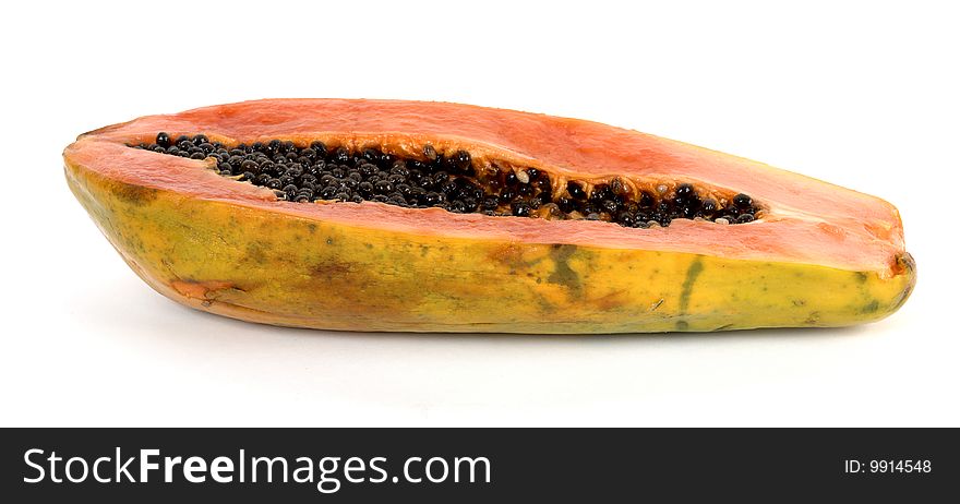 Cut with view of papaya seeds. Cut with view of papaya seeds