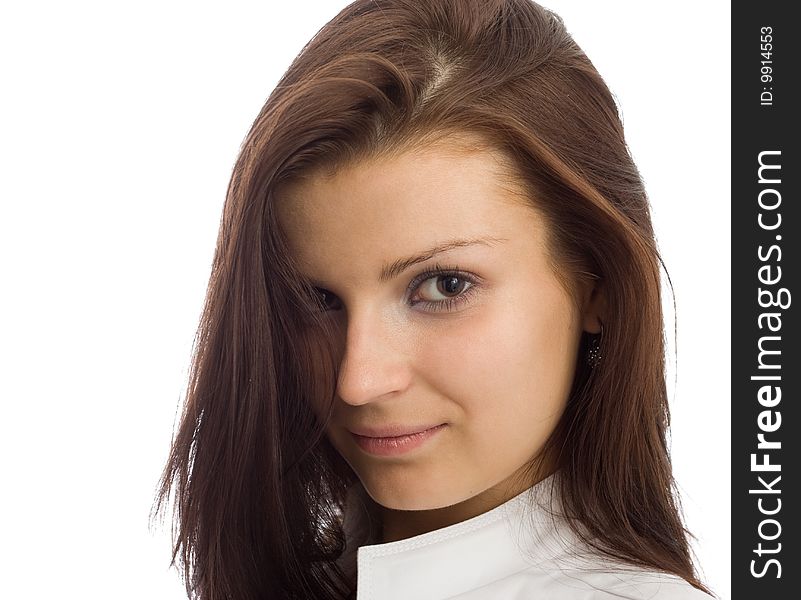 Closeup portrait of young beautiful woman