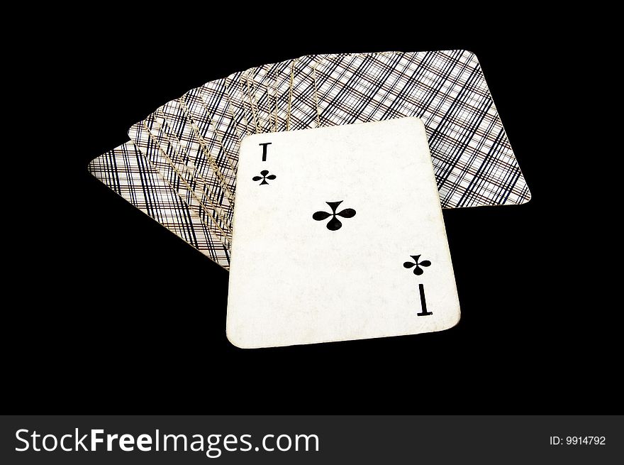 Playing cards isolated on a black background