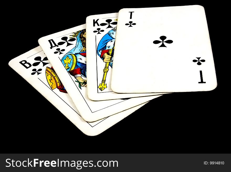 Playing cards isolated on a black background